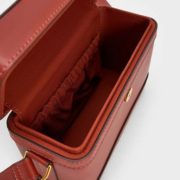 Túi Đeo Chéo Nữ Charles & Keith CNK Boxy Crossbody Bag 80701295-1 Brick Màu Đỏ Gạch