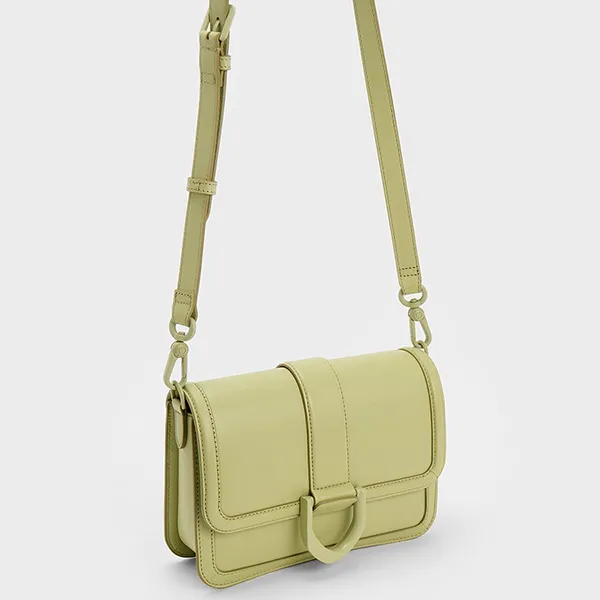 Túi Đeo Chéo Charles & Keith CNK Gabine Leather Crossbody Bag Green 80840528 Màu Xanh Bơ