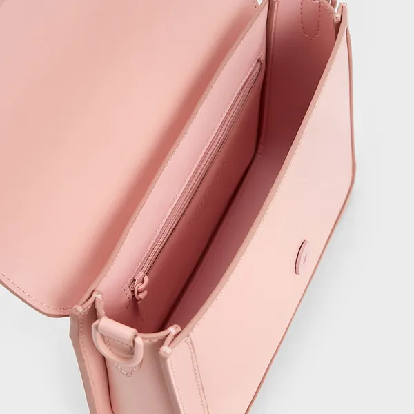 Túi Đeo Chéo Charles & Keith CNK Gabine Leather Crossbody Bag Pink 80840528 Màu Hồng