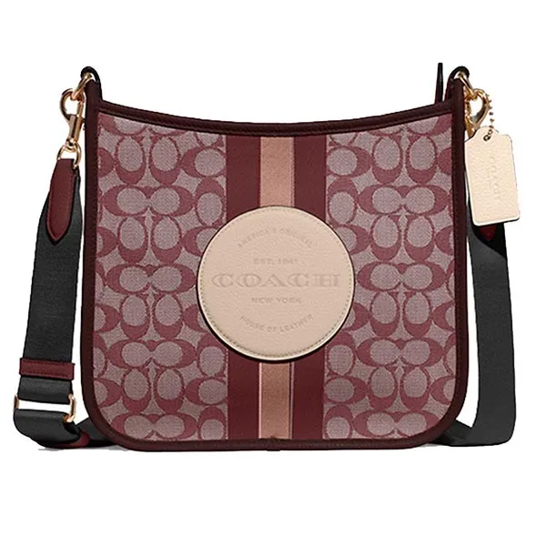Túi Đeo Chéo Coach Dempsey File Bag In Signature Jacquard With Stripe And Coach Patch Wine Multi CA195 Phối Màu