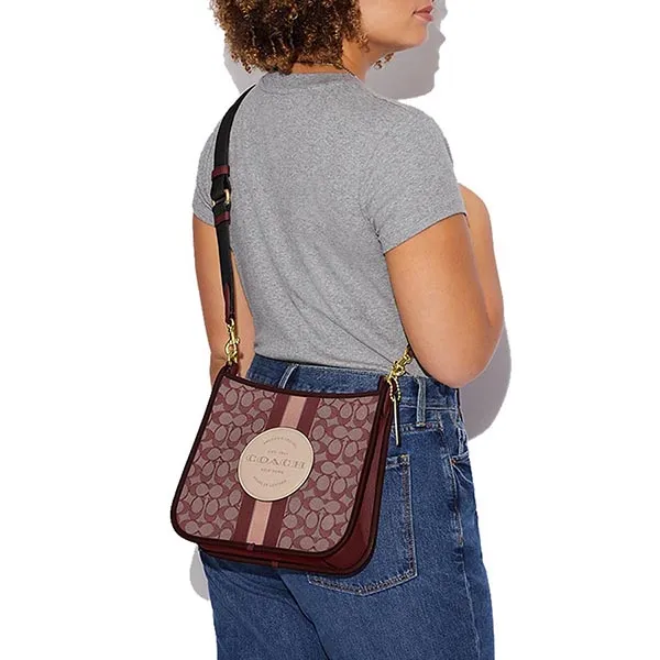 Túi Đeo Chéo Coach Dempsey File Bag In Signature Jacquard With Stripe And Coach Patch Wine Multi CA195 Phối Màu
