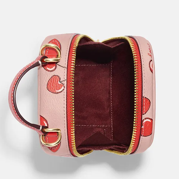 Túi Đeo Chéo Coach Eva Phone Crossbody With Heart Cherry Print CF371 Màu Hồng/Đỏ