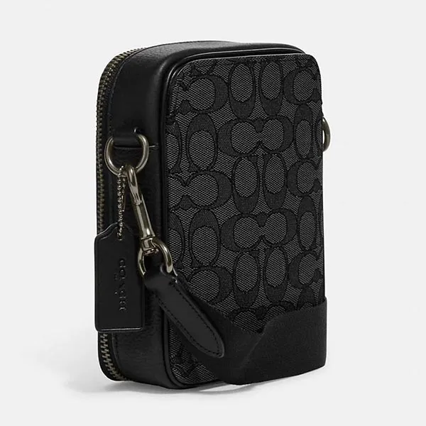 Túi Đeo Chéo Nam Coach Stanton Crossbody In Signature Jacquard With Ski Patches Màu Đen