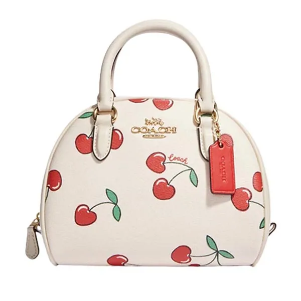 Túi Đeo Chéo Coach Sydney Satchel With Heart Cherry Print CF421 Màu Trắng Đỏ - Túi xách - Vua Hàng Hiệu