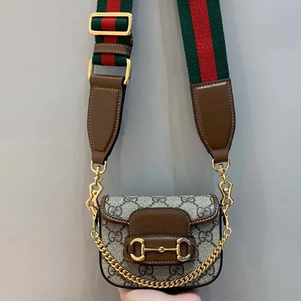 Túi Đeo Chéo Gucci Horsebit 1955 Strap Wallet Màu Nâu Xám - Túi xách - Vua Hàng Hiệu