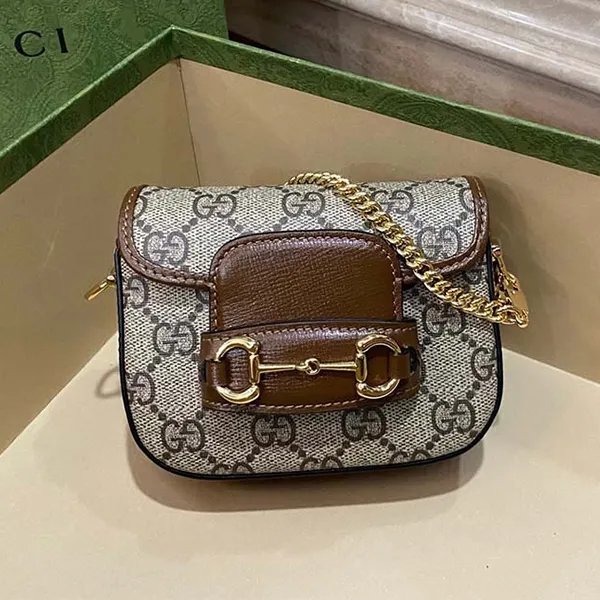 Túi Đeo Chéo Gucci Horsebit 1955 Strap Wallet Màu Nâu Xám - Túi xách - Vua Hàng Hiệu