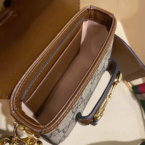 Túi Đeo Chéo Gucci Horsebit 1955 Strap Wallet Màu Nâu Xám - Túi xách - Vua Hàng Hiệu
