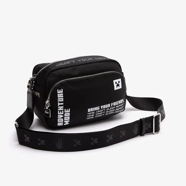 Túi Đeo Chéo Lacoste Unisex Lacoste X Minecraft Nylon Print Shoulder Bag Màu Đen