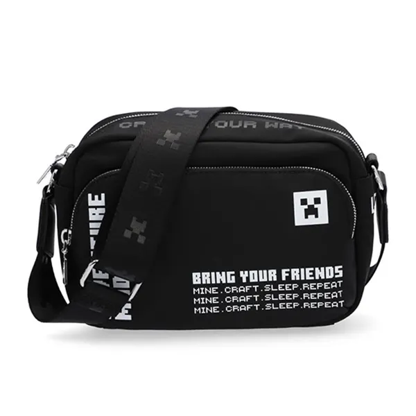 Túi Đeo Chéo Lacoste Unisex Lacoste X Minecraft Nylon Print Shoulder Bag Màu Đen