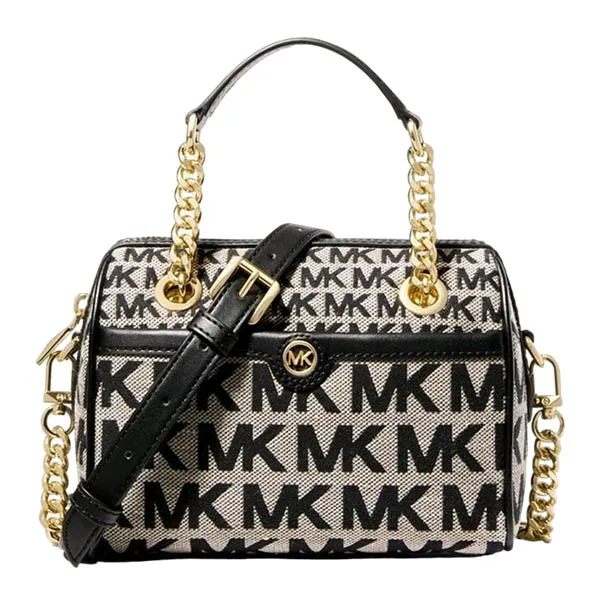 Túi Đeo Chéo Michael Kors MK Blaire Extra-Small Jacquard Duffle Crossbody Bag Màu Đen
