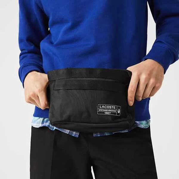 Túi Đeo Hông Lacoste Men's Outdoor Croc Zippered Canvas Reporter Bag NH3818OU Màu Đen