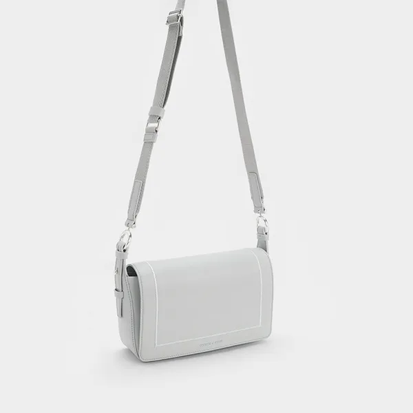 Túi Đeo Vai Charles & Keith CNK Astra Chain Handle Bag - Light Grey 20782032_LT.GRY_M Màu Xám