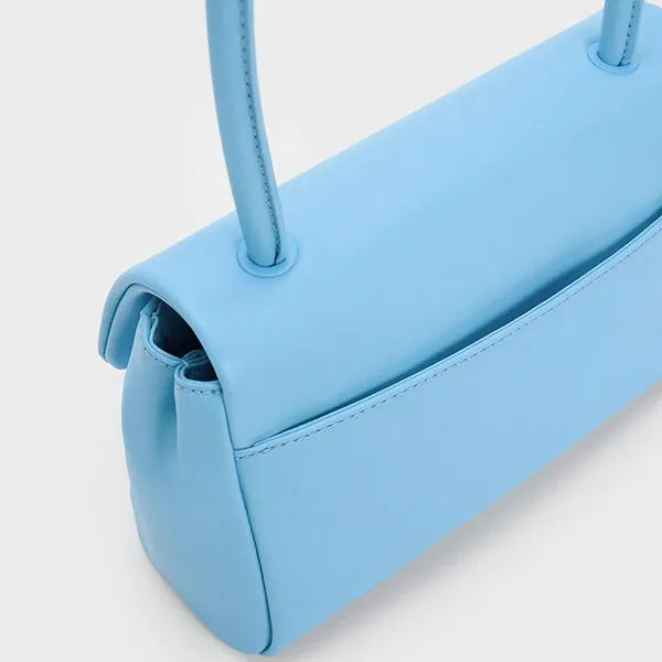 Túi Đeo Vai Nữ Charles & Keith CNK Curved Handle Shoulder Bag 50782061 Màu Xanh Blue