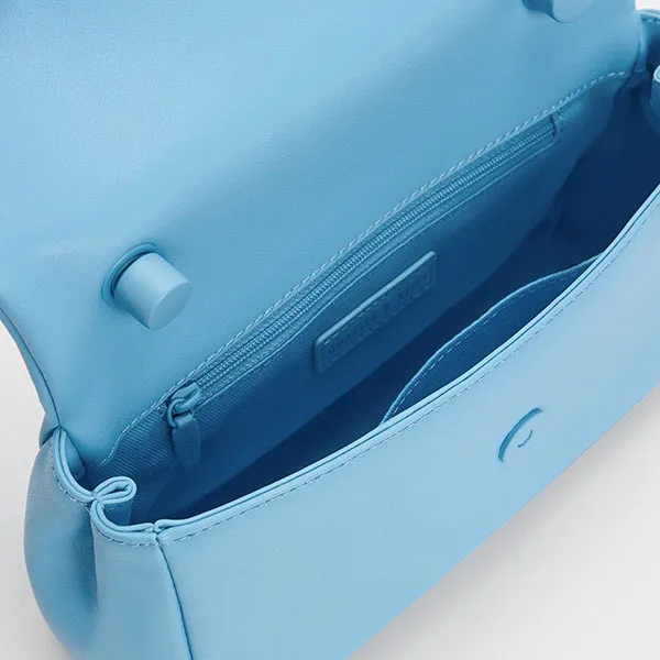 Túi Đeo Vai Nữ Charles & Keith CNK Curved Handle Shoulder Bag 50782061 Màu Xanh Blue