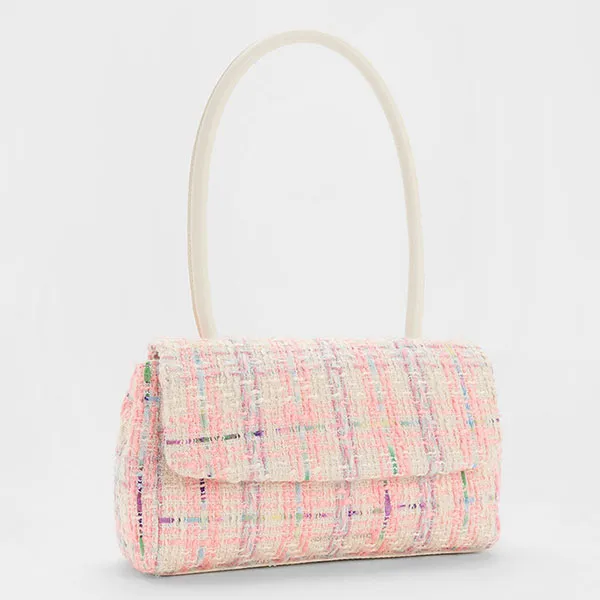 Túi Đeo Vai Charles & Keith CNK Curved Handle Tweed Shoulder Bag Multi 50782061 Phối Màu