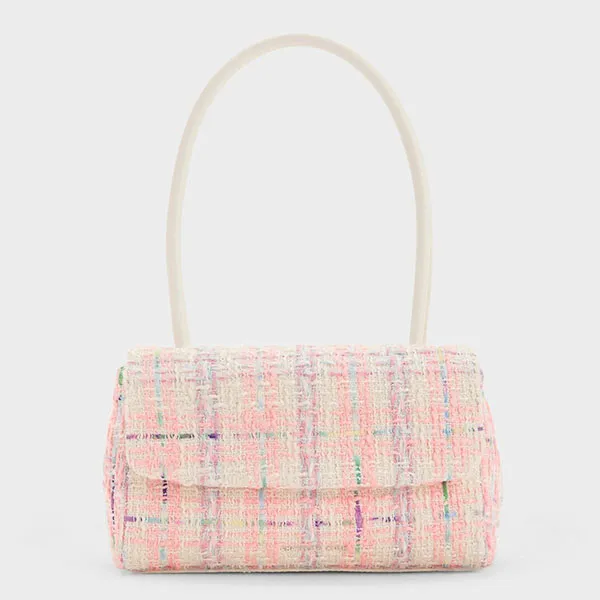 Túi Đeo Vai Charles & Keith CNK Curved Handle Tweed Shoulder Bag Multi 50782061 Phối Màu