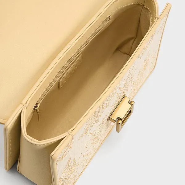 Túi Đeo Vai Nữ Charles & Keith CNK Floral Illustrated Canvas Shoulder Bag 20681074 Màu Be