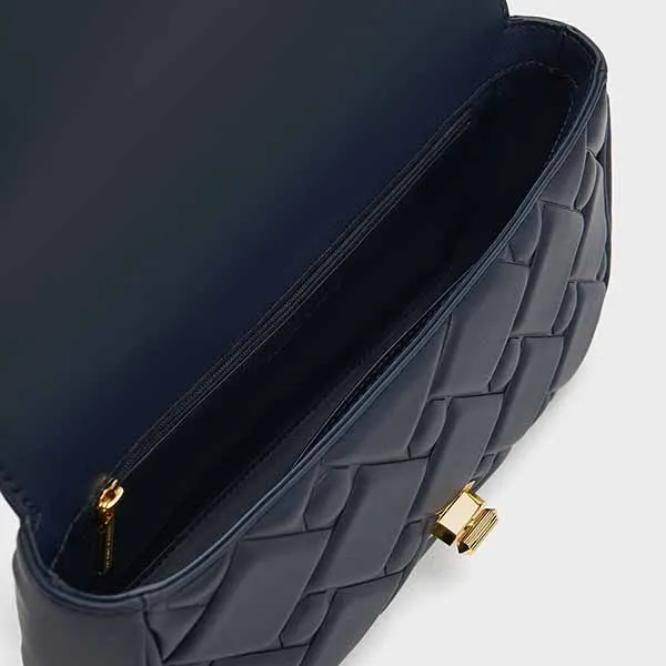 Túi Đeo Vai Nữ Charles & Keith CNK Tillie Quilted Chain Bag 20782080 Màu Xanh Navy