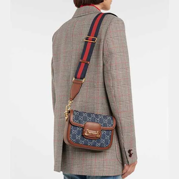 Túi Đeo Vai Gucci Denim Horsebit 1955 Mini Bag Màu Xanh Navy - Túi xách - Vua Hàng Hiệu