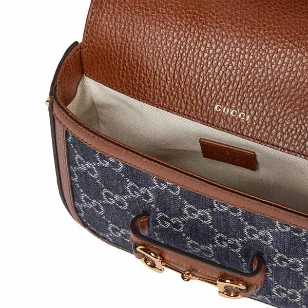Túi Đeo Vai Gucci Denim Horsebit 1955 Mini Bag Màu Xanh Navy - Túi xách - Vua Hàng Hiệu