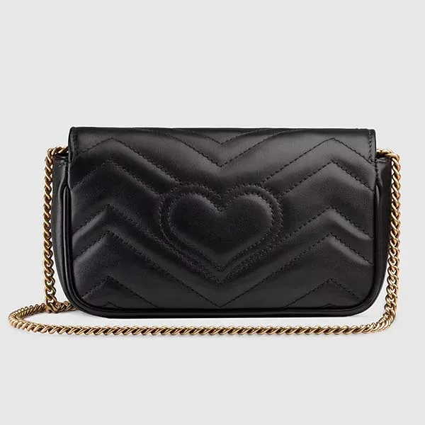 Túi Gucci Marmont Super Mini Quilted Leather Shoulder Bag Màu Đen
