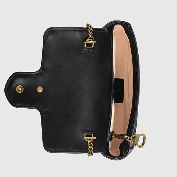 Túi Gucci Marmont Super Mini Quilted Leather Shoulder Bag Màu Đen