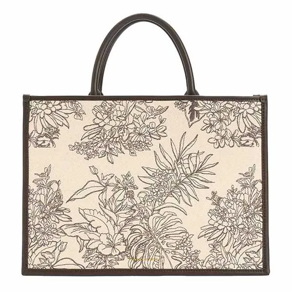 Túi Tote Nữ Charles & Keith CNK Floral Illustrated Canvas Tote Bag 30782070 Màu Dark Moss