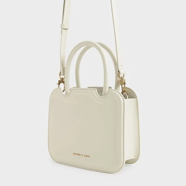 Túi Tote Charles & Keith CNK Perline Double Handle Sculptural Tote Bag Chalk CK2-30781598 Màu Trắng - 3