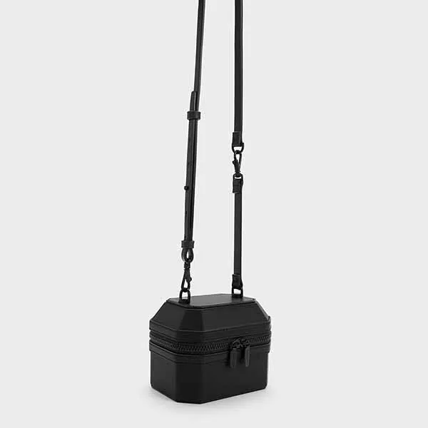 Túi Xách Nữ Charles & Keith CNK Geometric Boxy Top Handle Bag Black 50151259 Màu Đen - Túi xách - Vua Hàng Hiệu