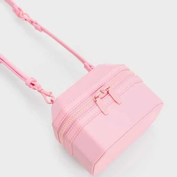 Túi Xách Nữ Charles & Keith CNK Geometric Boxy Top Handle Bag Light Pink 50151259 Màu Hồng - Túi xách - Vua Hàng Hiệu