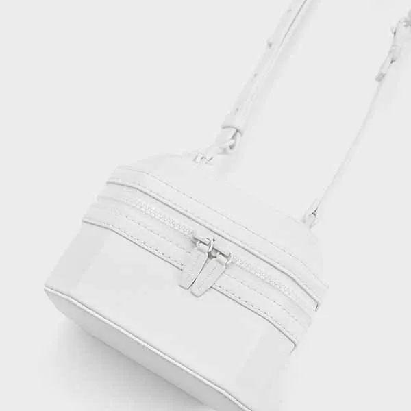 Túi Xách Nữ Charles & Keith CNK Geometric Boxy Top Handle Bag White 50151259 Màu Trắng - Túi xách - Vua Hàng Hiệu