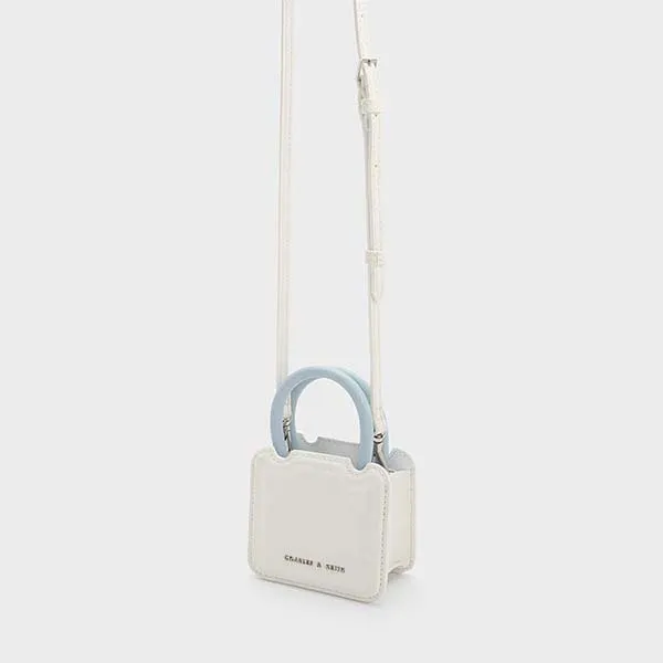 Túi Xách Charles & Keith CNK Structured Top Handle Pouch Chalk CK6-30782114 Màu Trắng Ngà