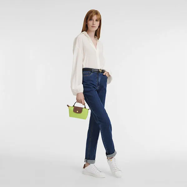 Túi Xách Longchamp Le Pliage Original Made With Recycled Fabric Pouch With Handle 34175089355 Màu Xanh Green - Túi xách - Vua Hàng Hiệu