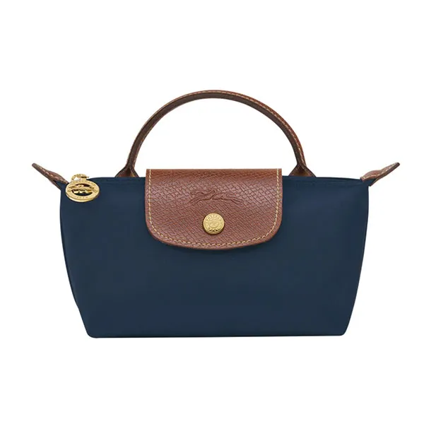 Túi Xách Longchamp Le Pliage Original Pouch With Handle 34175089P68 Màu Xanh Nâu - Túi xách - Vua Hàng Hiệu