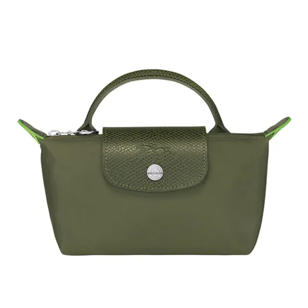Túi Xách Longchamp Le Pliage Recycled Fabric Pouch With Handle Forest 34175919479 Màu Xanh Olive - Túi xách - Vua Hàng Hiệu