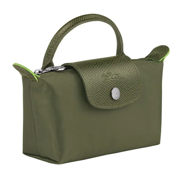 Túi Xách Longchamp Le Pliage Recycled Fabric Pouch With Handle Forest 34175919479 Màu Xanh Olive - Túi xách - Vua Hàng Hiệu