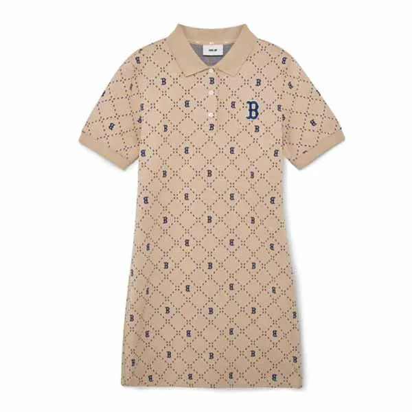 Váy MLB Short Monogram One Piece New York Yankees 3FOPM0533-43SAL Màu Nâu Be Size XS