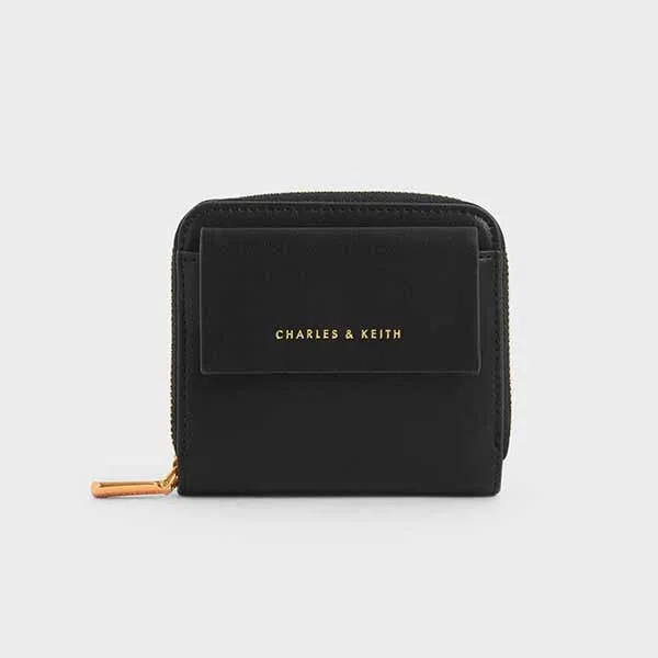 Ví Charles & Keith CNK Mini Square Wallet 10770217_BLACK Màu Đen