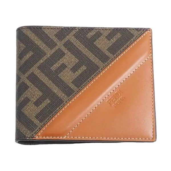 Ví Fendi Canvas And Leather Bi Fold Wallet Mens Brown Multi Phối Màu - Túi xách - Vua Hàng Hiệu