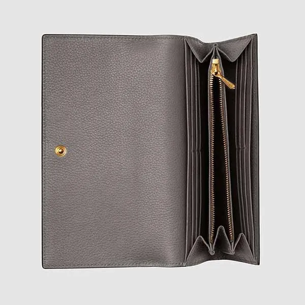 Ví Gucci Zumi Grainy Leather Continental Wallet Màu Xám - Túi xách - Vua Hàng Hiệu