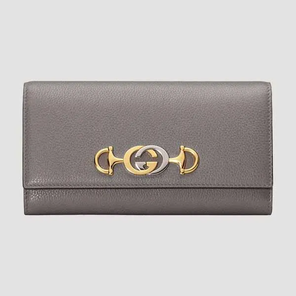 Ví Gucci Zumi Grainy Leather Continental Wallet Màu Xám - Túi xách - Vua Hàng Hiệu