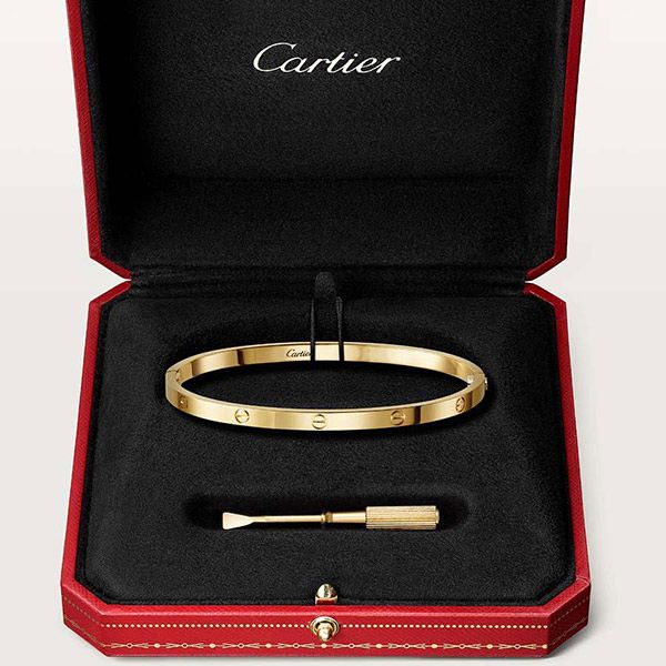 Vòng Đeo Tay Cartier Love Bracelet, Small Model, 6 Diamonds Màu Vàng Gold Bản Nhỏ (Chế Tác) - 4
