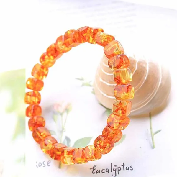 Vòng Đeo Tay LiLi Jewelry Hổ Phách Tự Nhiên Dạng Khối LILI_449158 Màu Vàng Lửa - Trang sức - Vua Hàng Hiệu