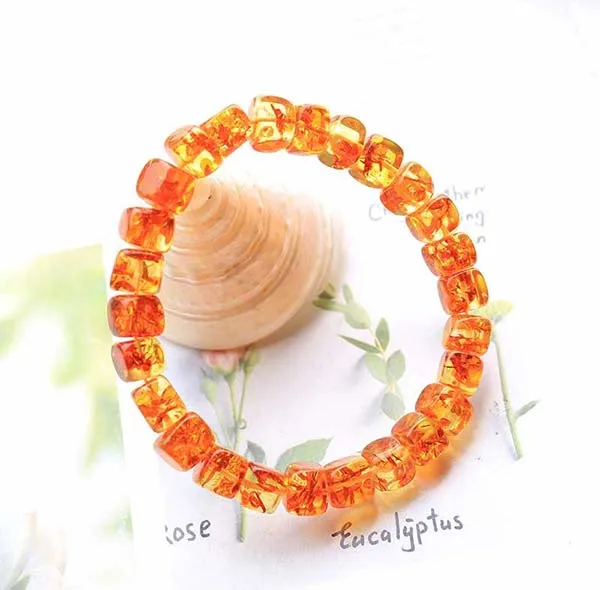Vòng Đeo Tay LiLi Jewelry Hổ Phách Tự Nhiên Dạng Khối LILI_449158 Màu Vàng Lửa - Trang sức - Vua Hàng Hiệu