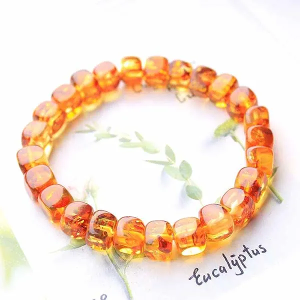 Vòng Đeo Tay LiLi Jewelry Hổ Phách Tự Nhiên Dạng Khối LILI_449158 Màu Vàng Lửa - Trang sức - Vua Hàng Hiệu