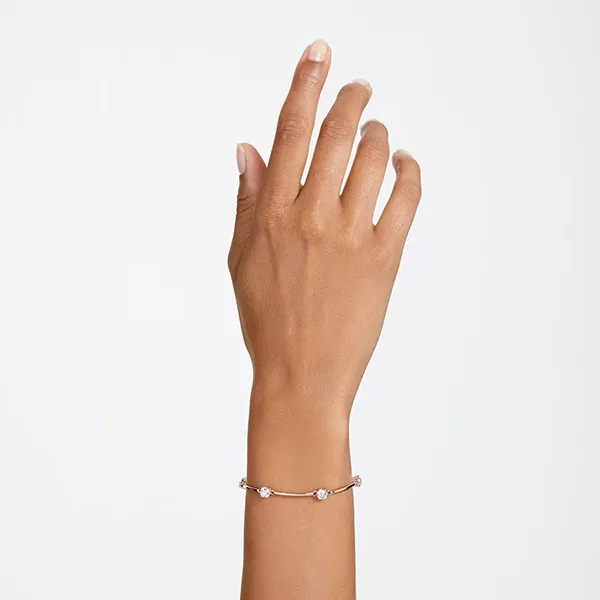 Vòng Đeo Tay Swarovski Constella Bangle Round Cut, White, Rose Gold-Tone Plated 5654495 Màu Vàng Hồng