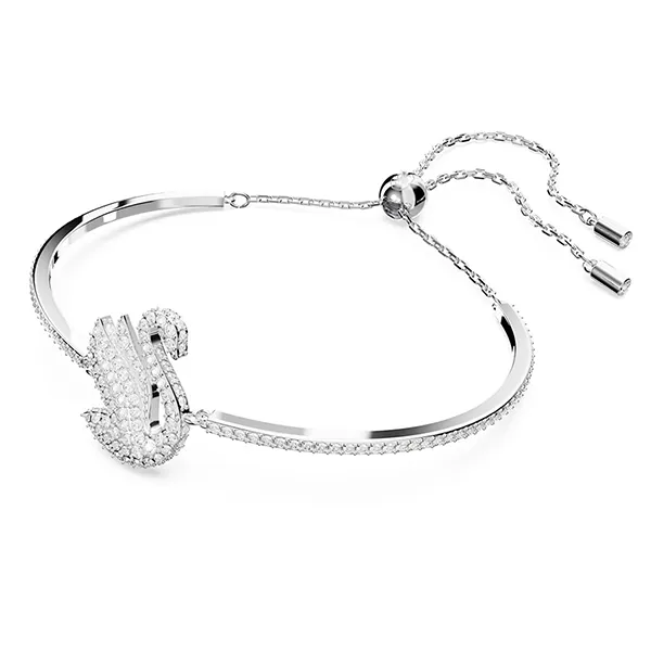 Vòng Đeo Tay Swarovski Iconic Swan Bangle Swan, White, Rhodium Plated 5649772 Màu Bạc - Trang sức - Vua Hàng Hiệu