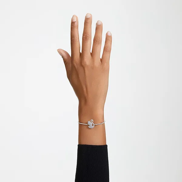Vòng Đeo Tay Swarovski Iconic Swan Bangle Swan, White, Rhodium Plated 5649772 Màu Bạc - Trang sức - Vua Hàng Hiệu