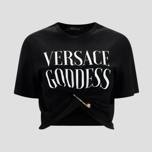 Áo Croptop Nữ Versace Black With Logo Printed 1009137 1A06529 1B000 Màu Đen - Thời trang - Vua Hàng Hiệu