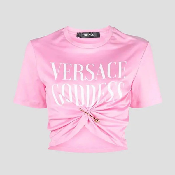 Áo Croptop Nữ Versace Pink With Logo Printed 1009137 1A06529 1PK40 Màu Hồng